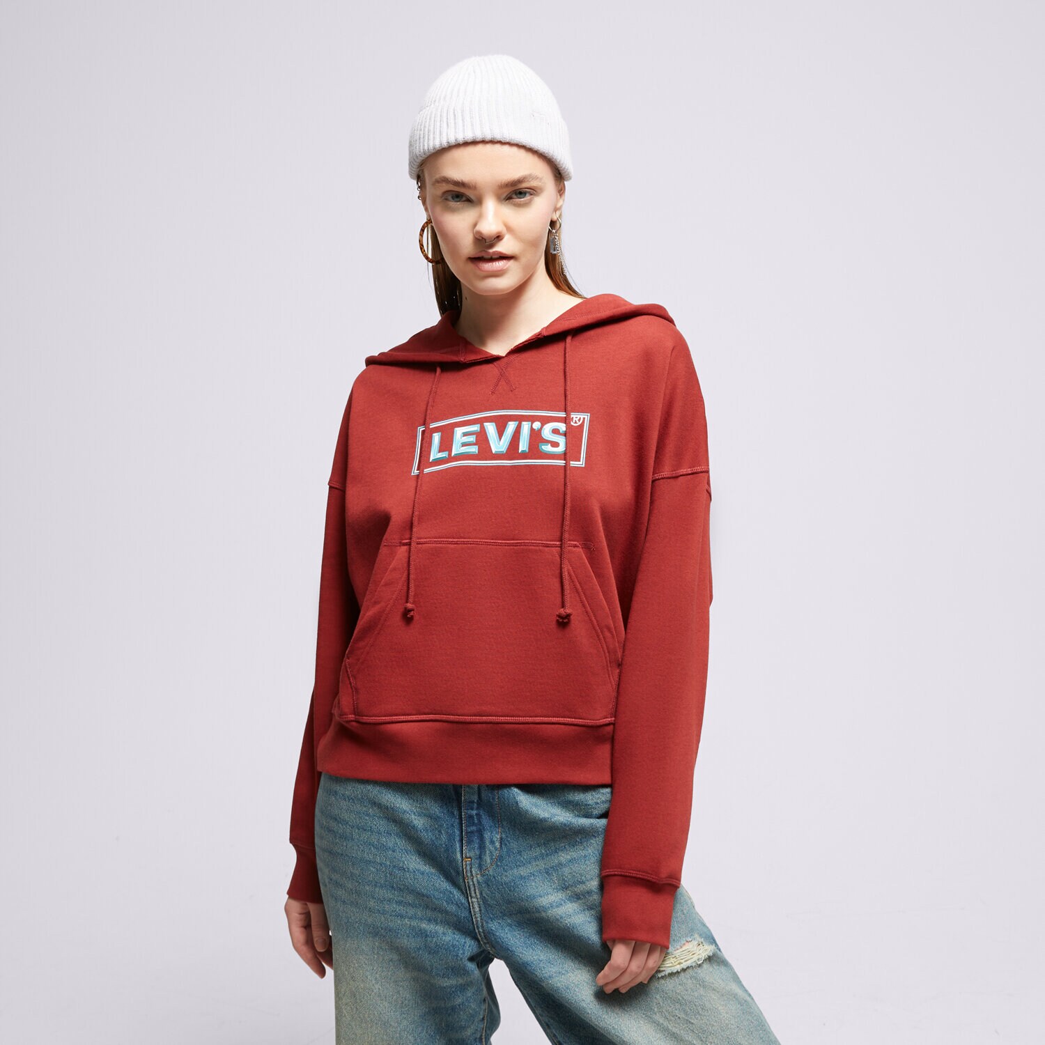 Femei bluză LEVI'S BLUZĂ CU GLUGĂ GR AUTHENTIC A5591-0007 Bordo