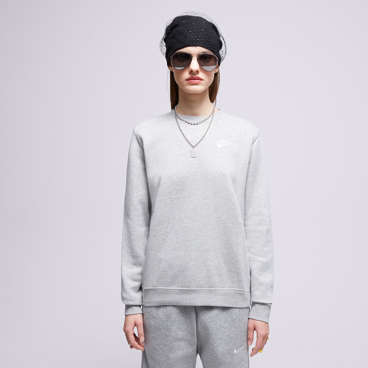 Femei bluză NIKE BLUZĂ W NSW CLUB FLC CREW STD DQ5473-063 Gri