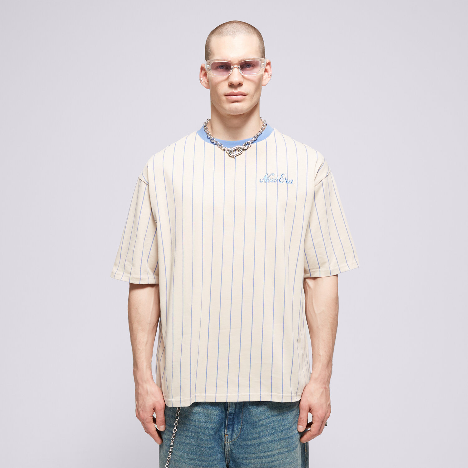 Bărbați tricou NEW ERA TRICOU NE PINSTRIPE OS NONE 60435410 Bej