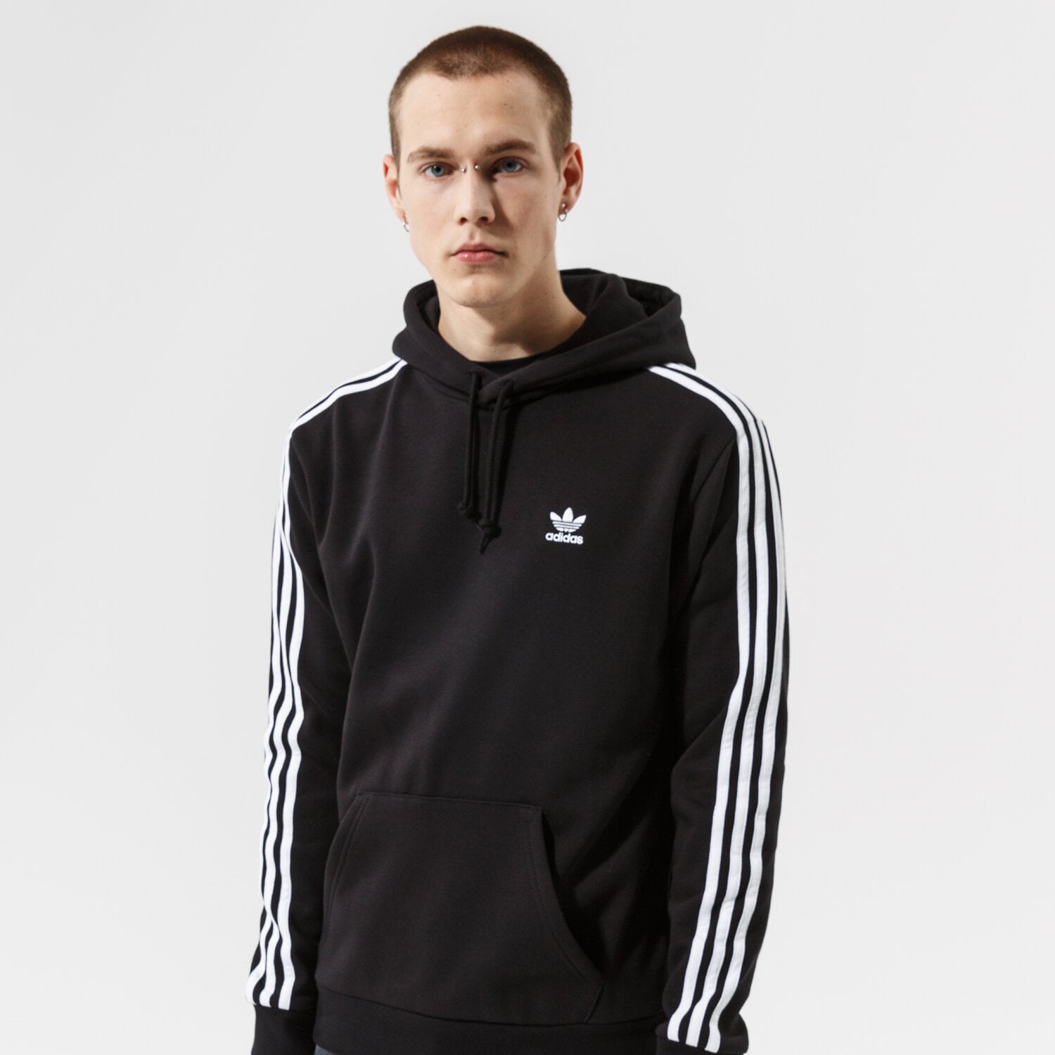 Bărbați bluză ADIDAS BLUZĂ CU GLUGĂ 3-STRIPES HOODY H06676 Negru