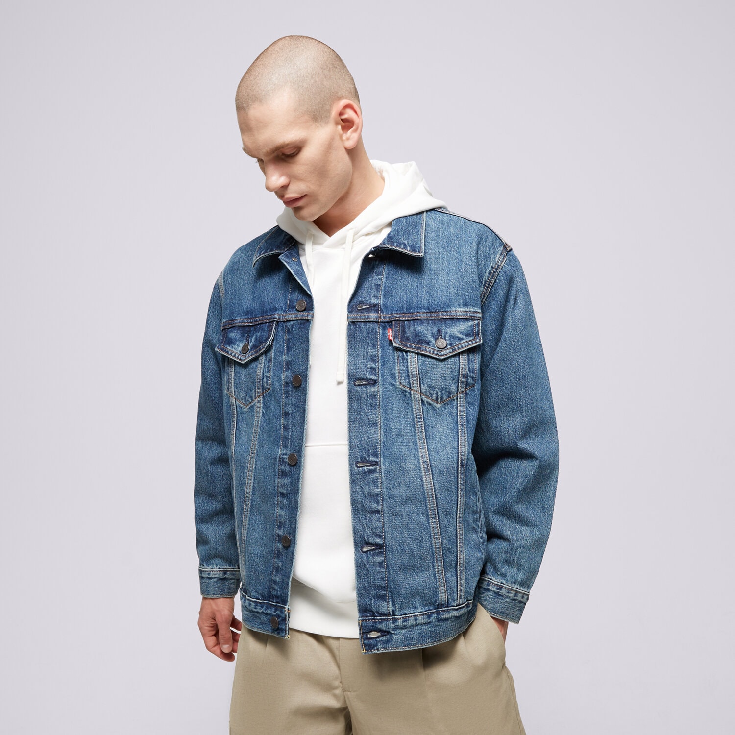 Bărbați jachetă LEVI'S JACHETĂ RELAXED FIT TRUCKER MED INDIGO A5782-0001 Albastru