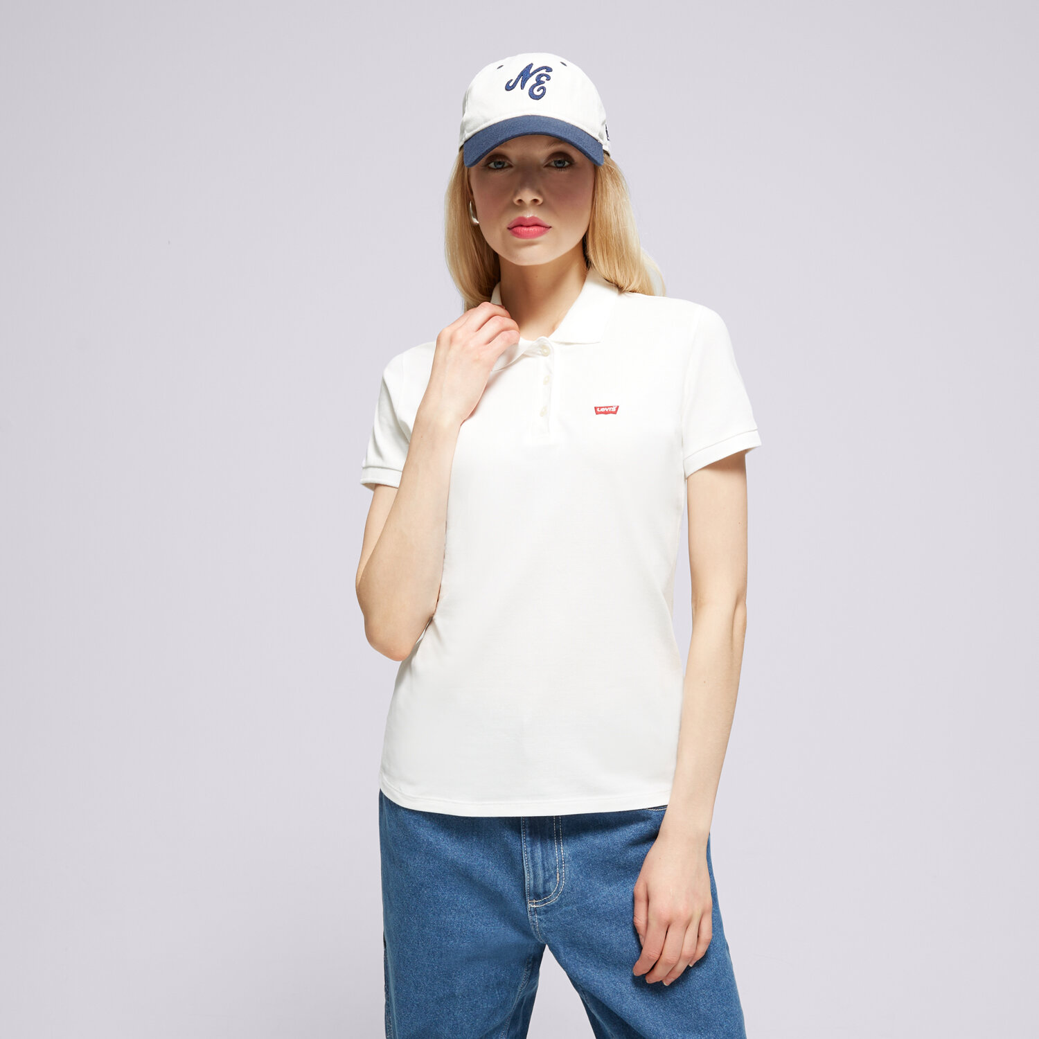 Femei tricou LEVI'S POLO SLIM POLO NEUTRALS 52599-0000 Alb