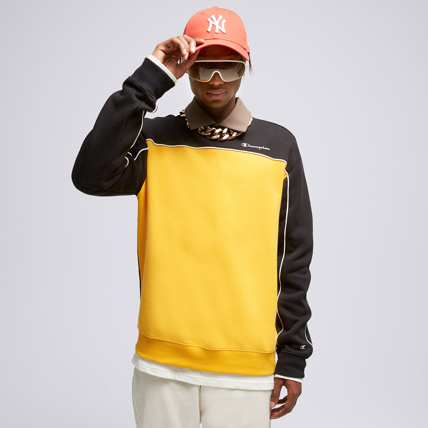 Bărbați bluză CHAMPION BLUZĂ CREWNECK SWEATSHIRT 217852KK001 Galben Muștar