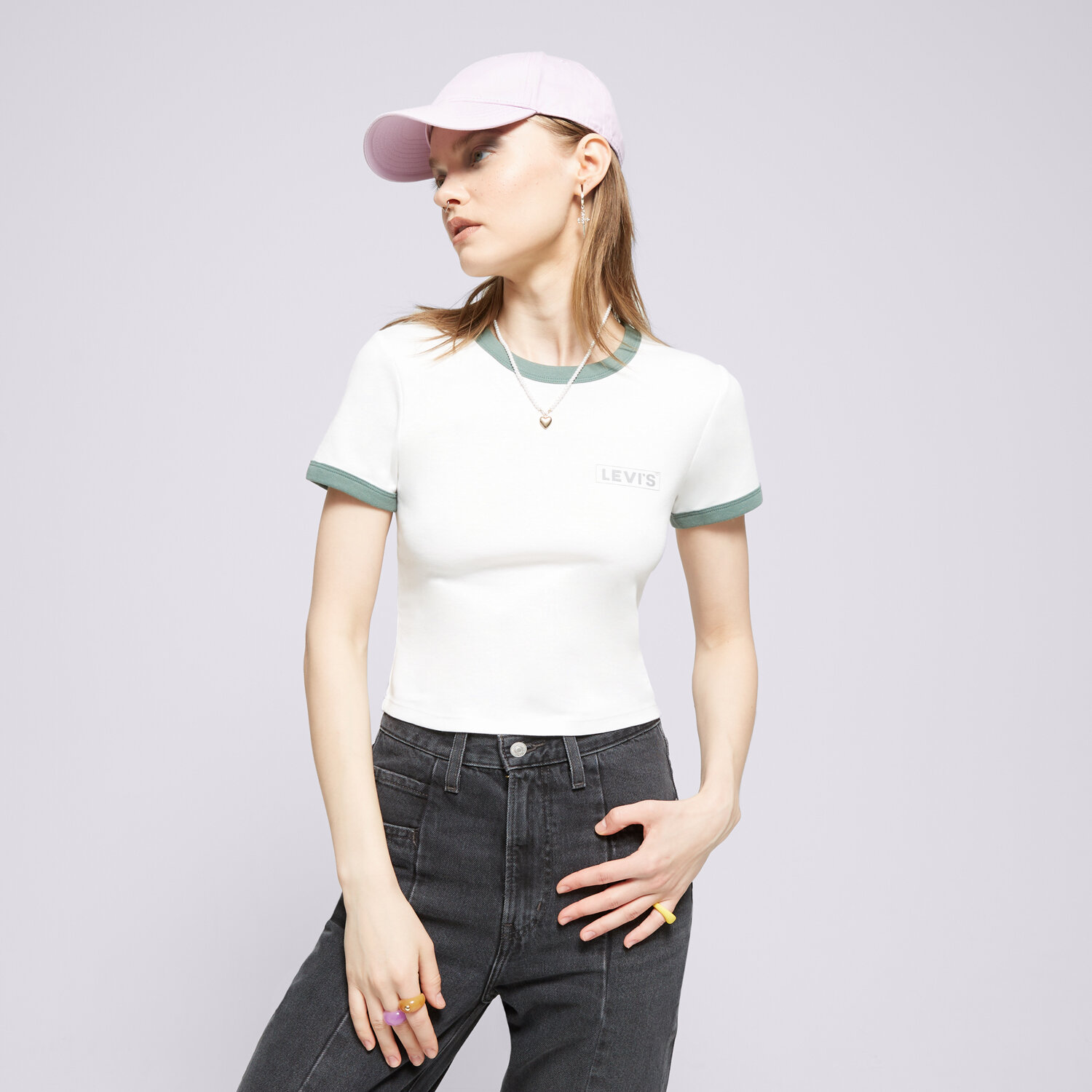 Femei tricou LEVI'S TRICOU GRAPHIC RINGER MINI TEE WHITES A3523-0072 Alb