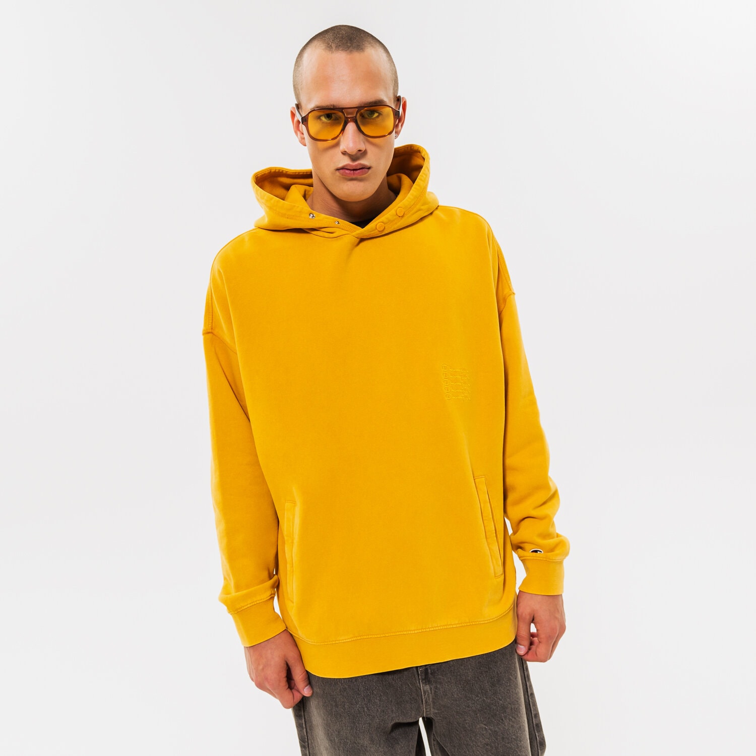 Bărbați bluză CHAMPION BLUZĂ CU GLUGĂ HOODED SWEATSHIRT 217893YS068 Galben Muștar