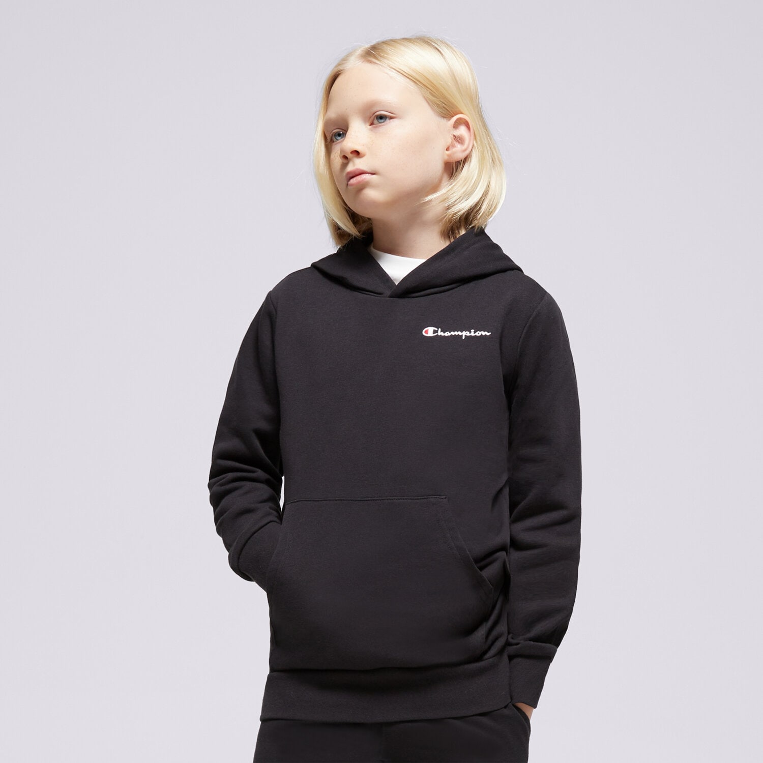 Copii bluză CHAMPION BLUZĂ CU GLUGĂ HOODED SWEATSHIRT B 306756KK001 Negru