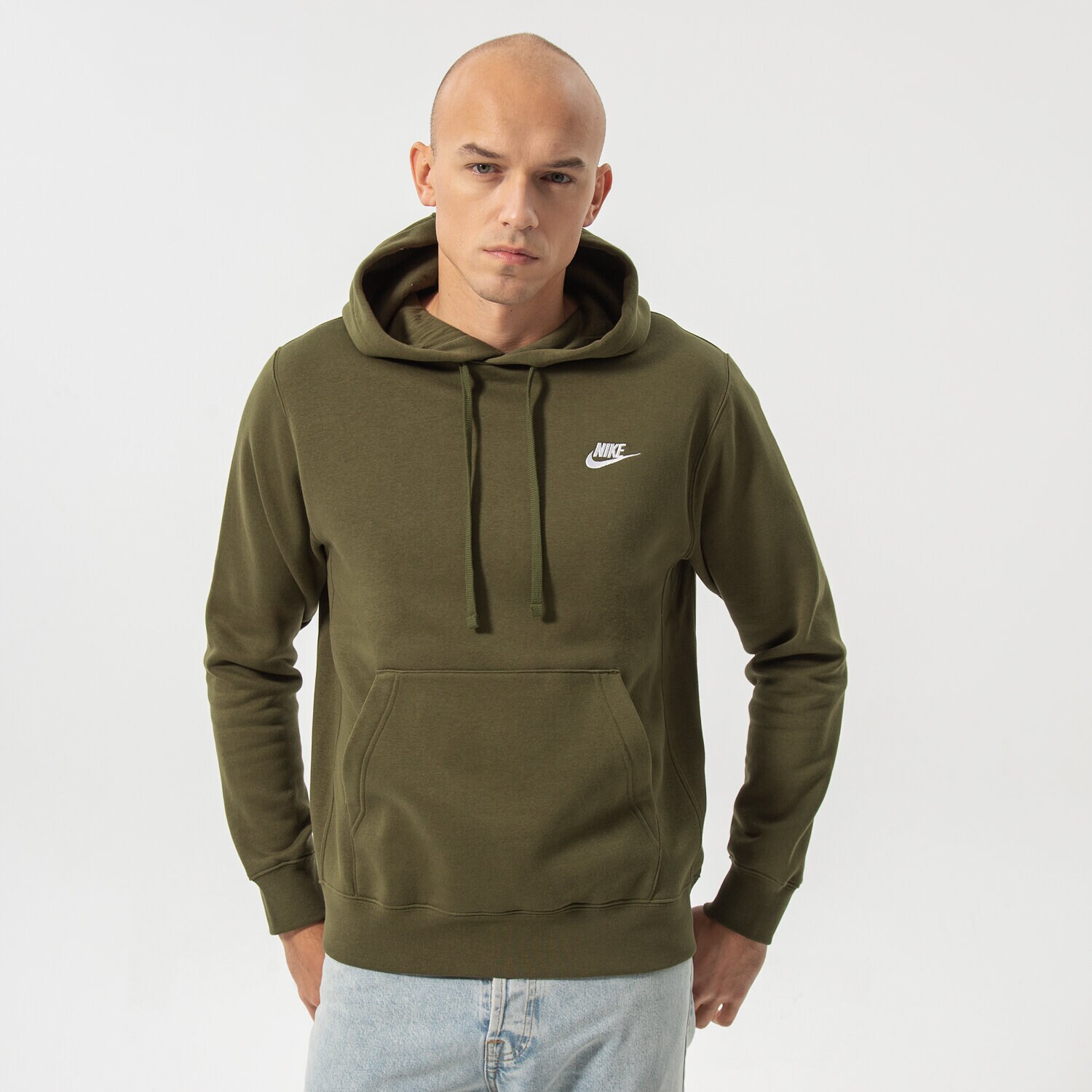 Bărbați bluză NIKE BLUZĂ CU GLUGĂ SPORTSWEAR CLUB FLEECE BV2654-327 Kaki