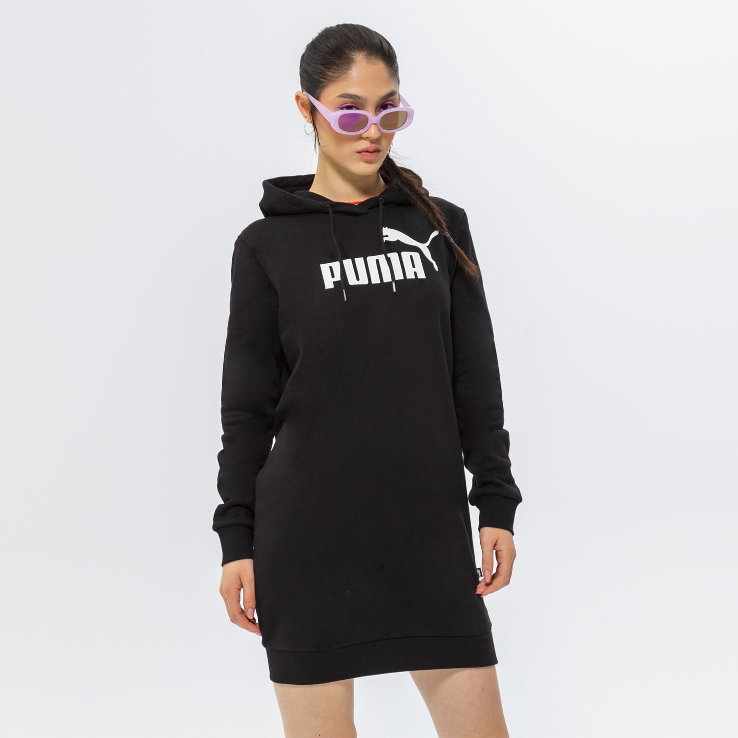 Femei rochii și fuste PUMA ROCHIE ESS LOGO HOODED TRENINGS FL 671988 01 Negru