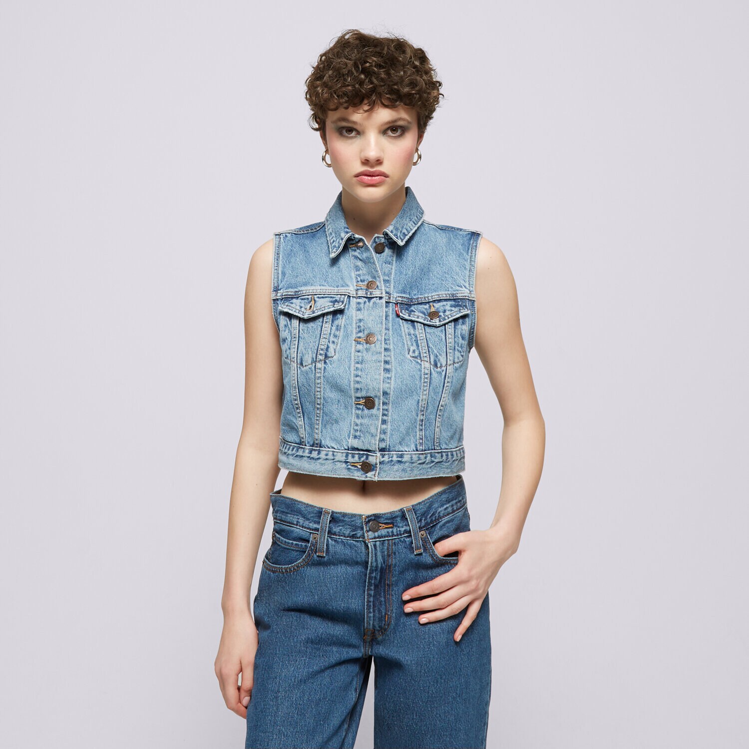 Femei veste LEVI'S VESTĂ XS VEST WAISTBAND MED INDIGO A7437-0000 Albastru