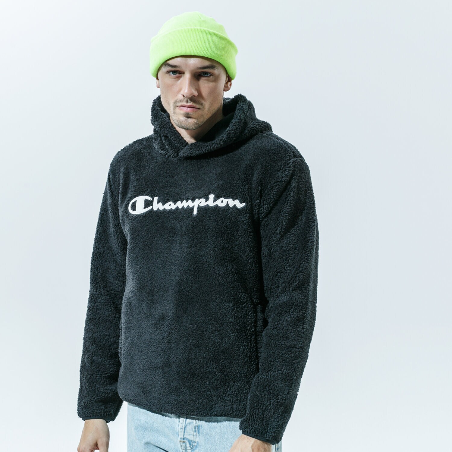 Bărbați bluză CHAMPION POLAR HOODED TOP 214973KK001 Negru