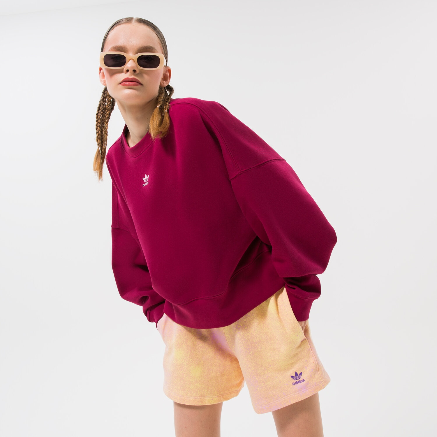 Femei bluză ADIDAS BLUZĂ SWEATSHIRT HJ7869 Bordo