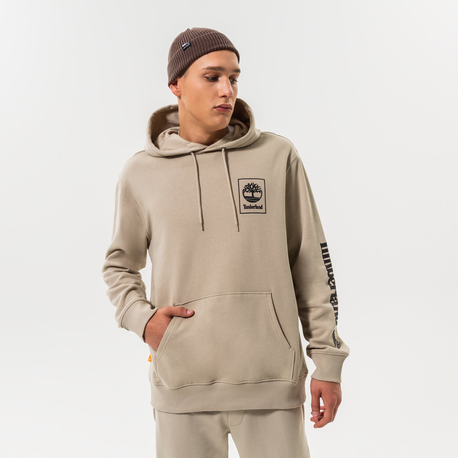 Bărbați bluză TIMBERLAND BLUZĂ CU GLUGĂ STACK ISLAND FOSSIL TB0A5ZHNCY21 Bej