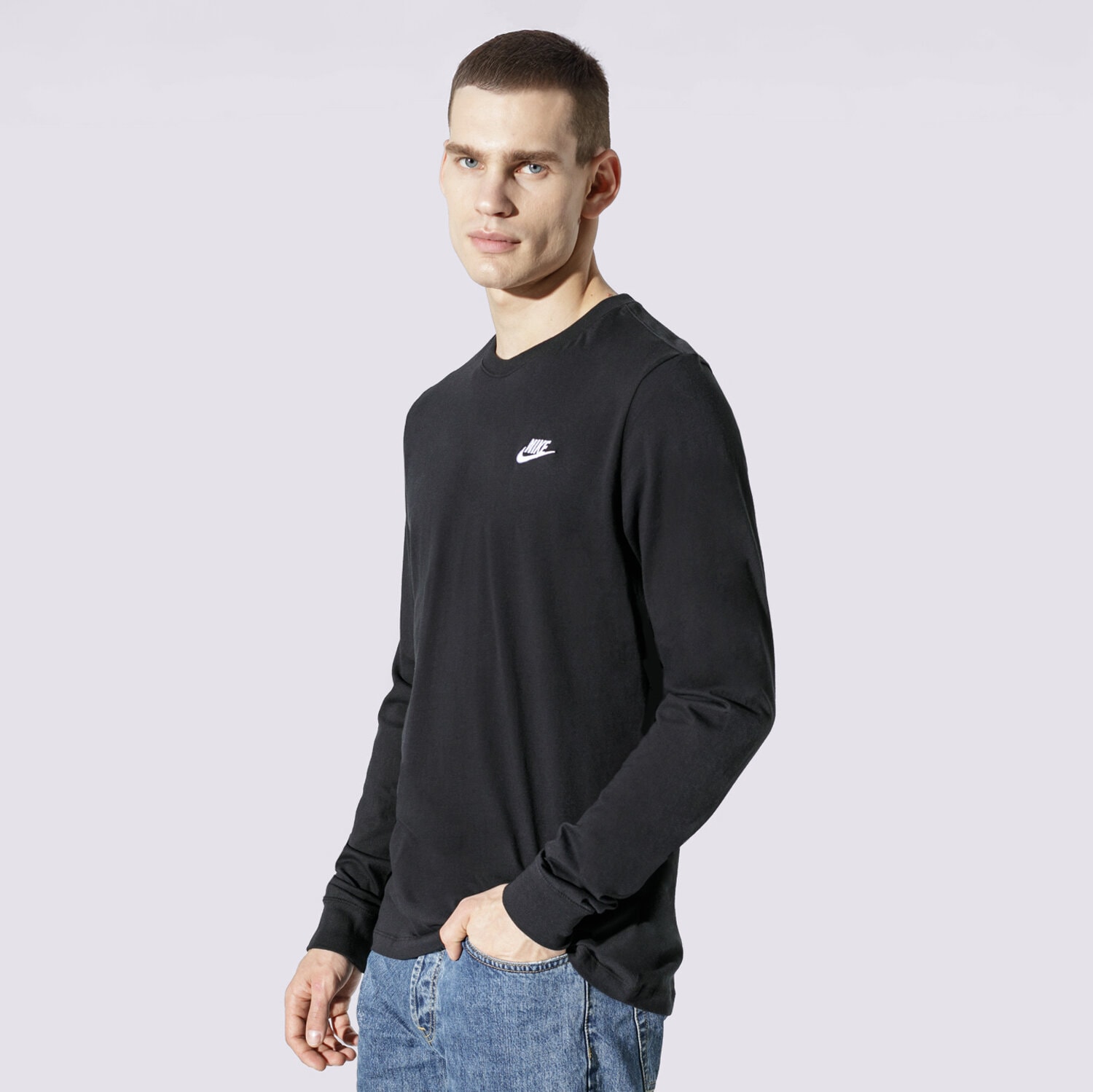 Bărbați tricou NIKE TRICOU NSW CLUB LONG-SLEEVE TEE AR5193-010 Negru