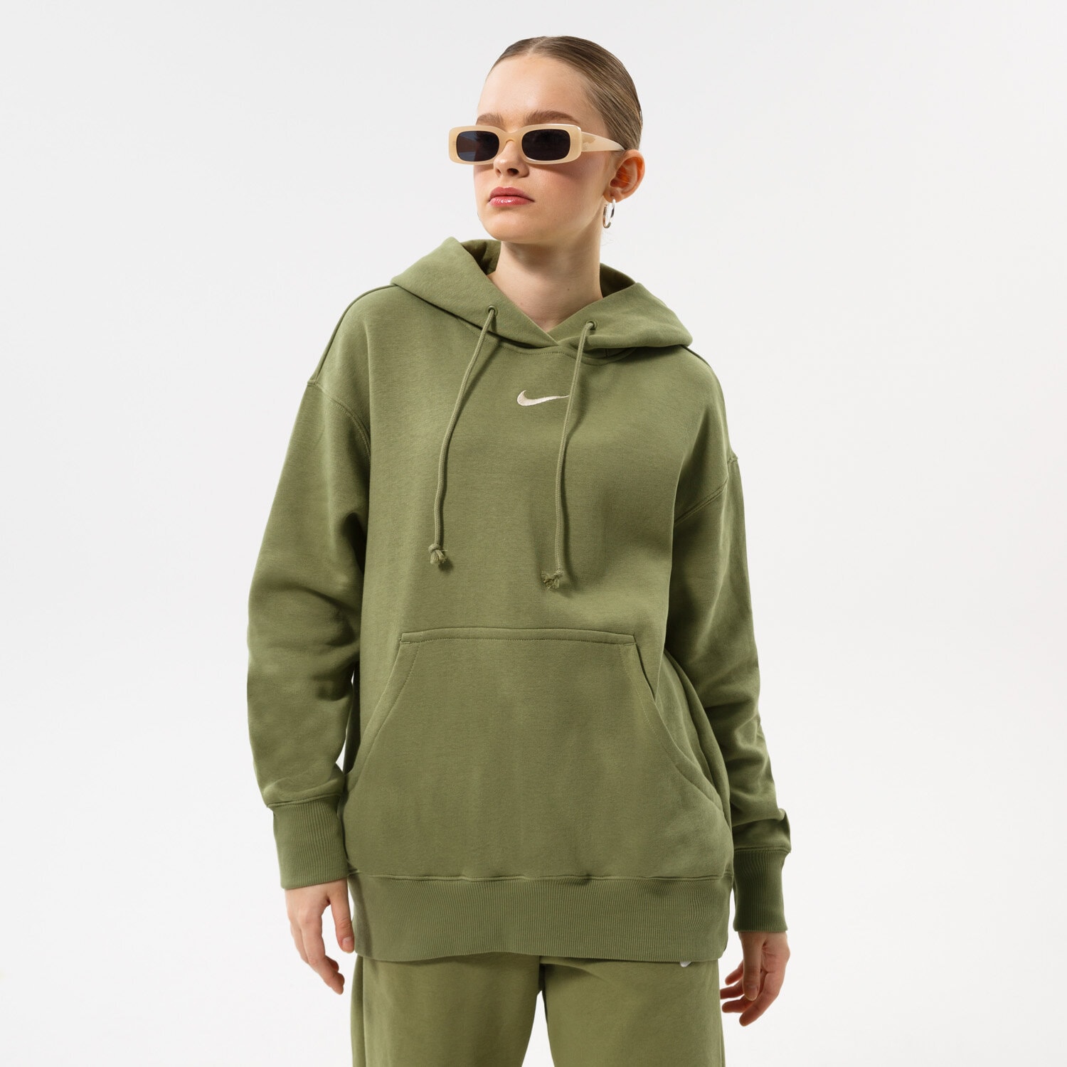 Femei bluză NIKE BLUZĂ CU GLUGĂ W NSW PHNX FLC OS PO HOODIE DQ5860-334 Verde