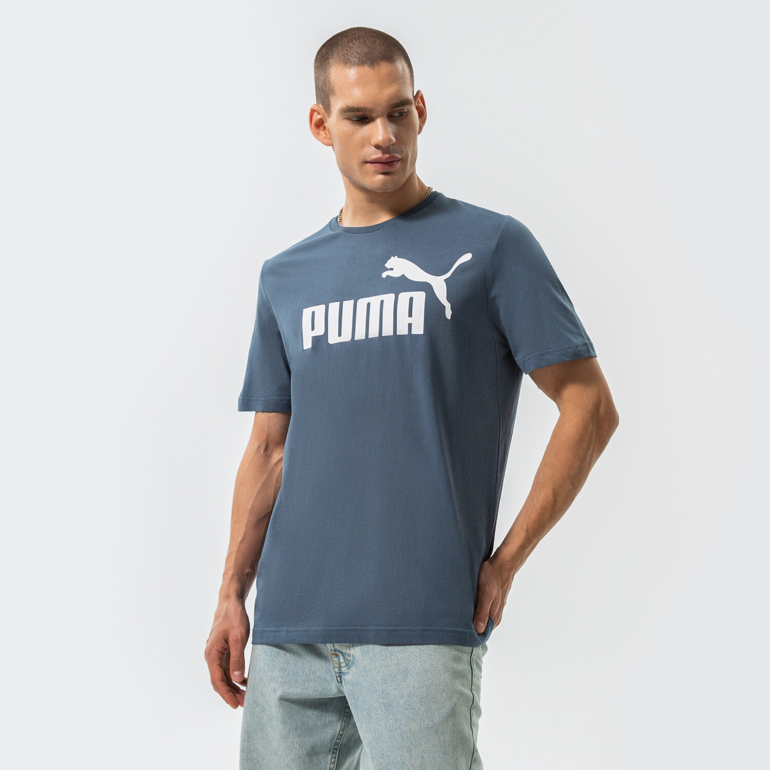 Bărbați tricou PUMA TRICOU ESS LOGO TEE (S) 586667 10 Bleumarin