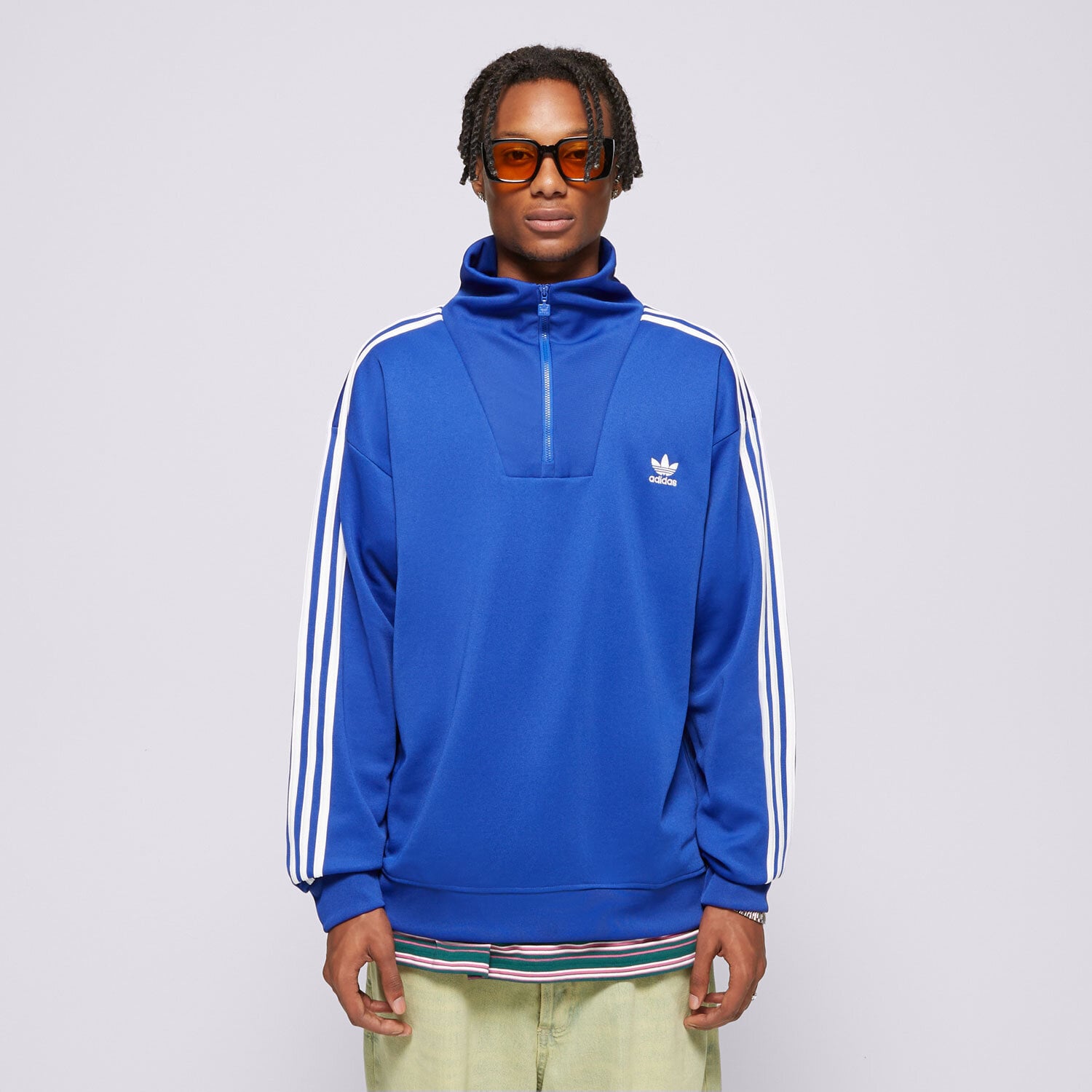 Bărbați bluză ADIDAS BLUZĂ FUNNELNECK TT IX5216 Albastru