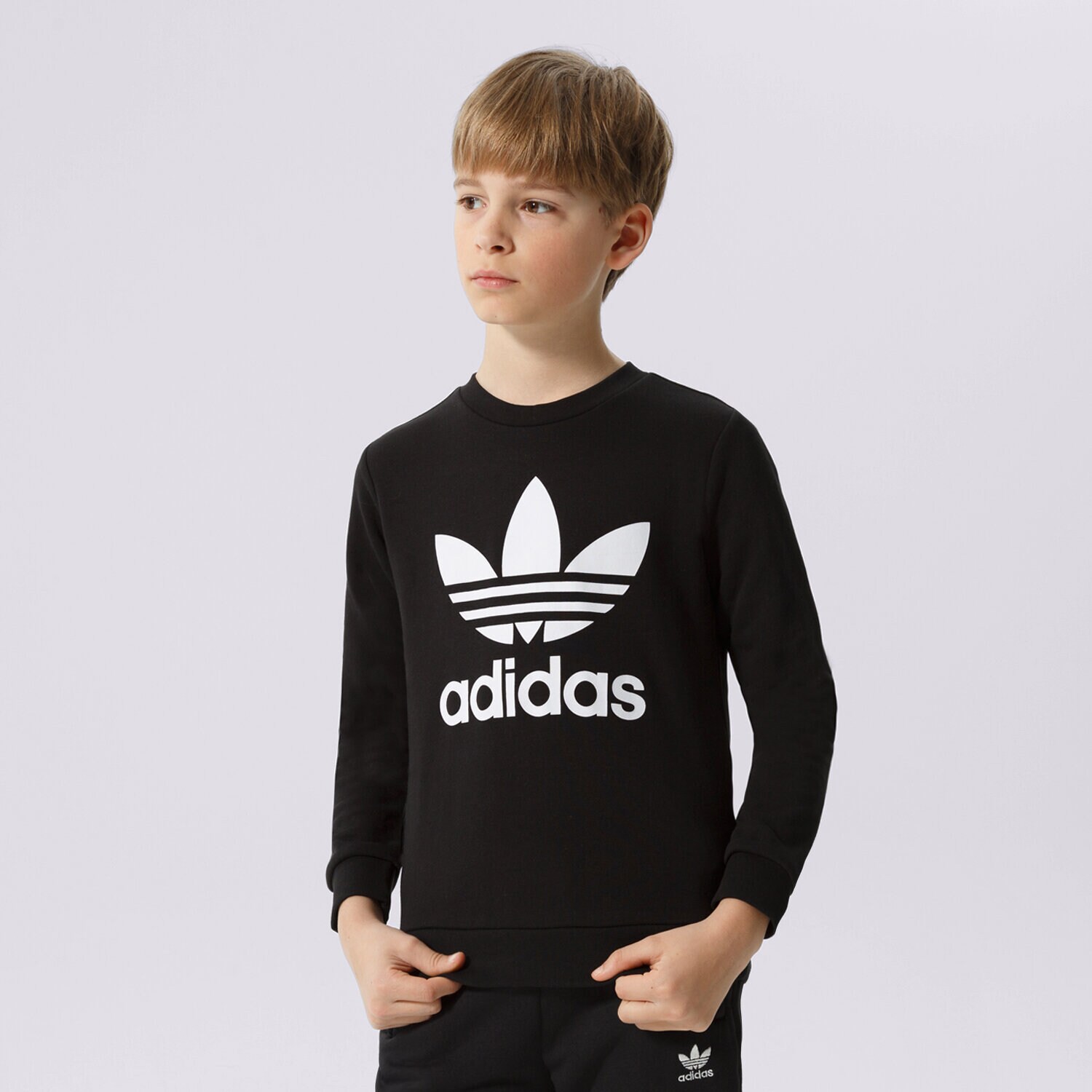 Copii bluză ADIDAS BLUZĂ TREFOIL CREW BOY ED7797 Negru