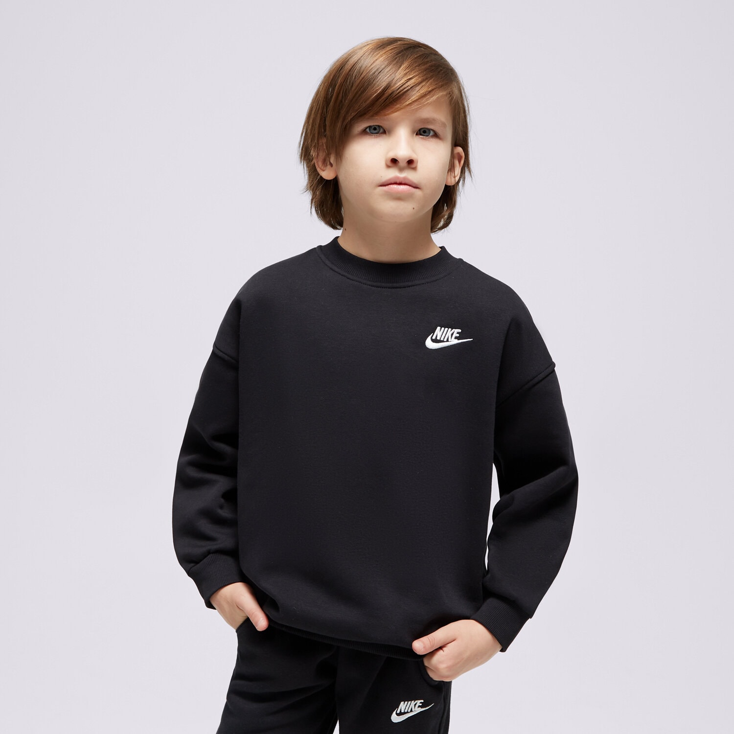 Copii bluză NIKE BLUZĂ G NSW CLUB FLC OVRSZD CREW U FD2923-010 Negru