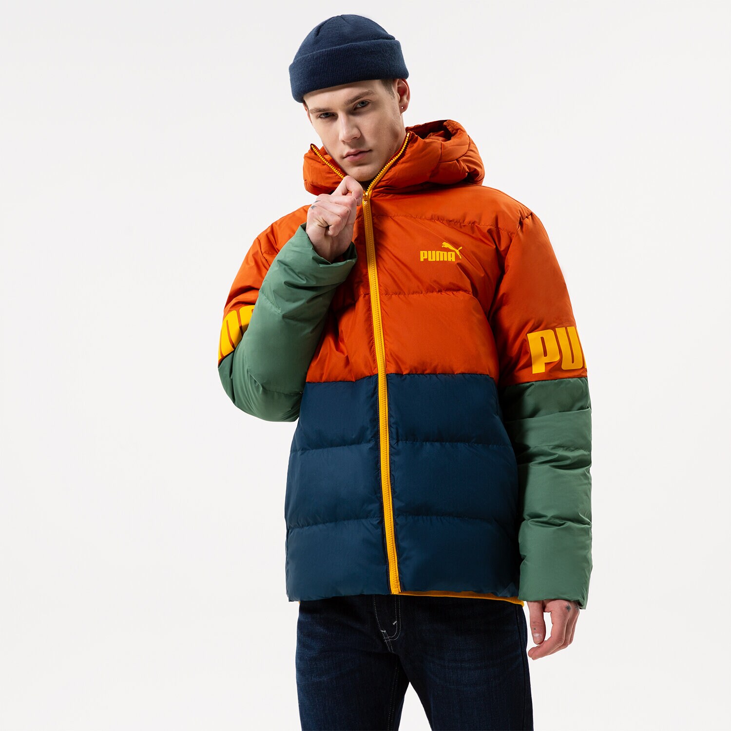 Bărbați eacă de iarnă PUMA JACHETĂ DE IARNĂ PUMA   POWER HOODED DOWN PUFFER 849335 64 Bleumarin