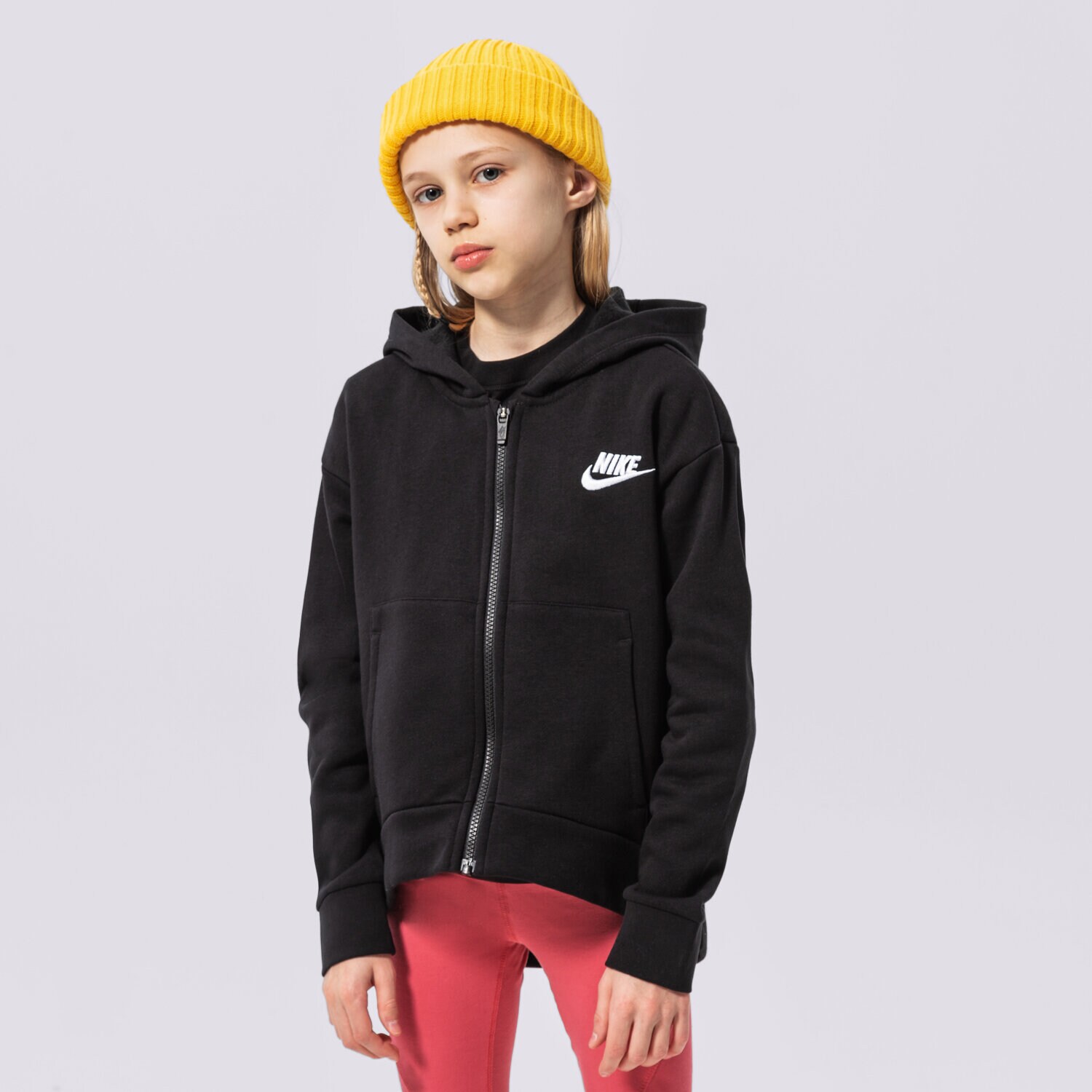Copii bluză NIKE BLUZĂ CU GLUGĂ NIKE CLB FLC GIRL DC7118-010 Negru