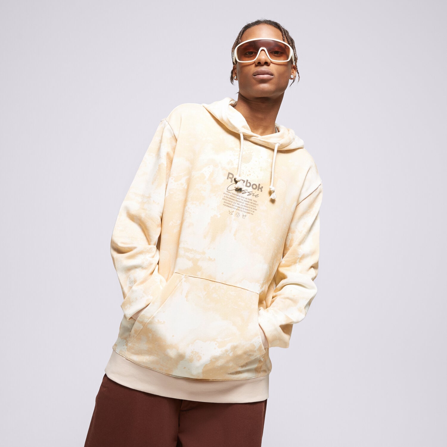 Bărbați bluză REEBOK BLUZĂ CU GLUGĂ H54422 H54422 Bej