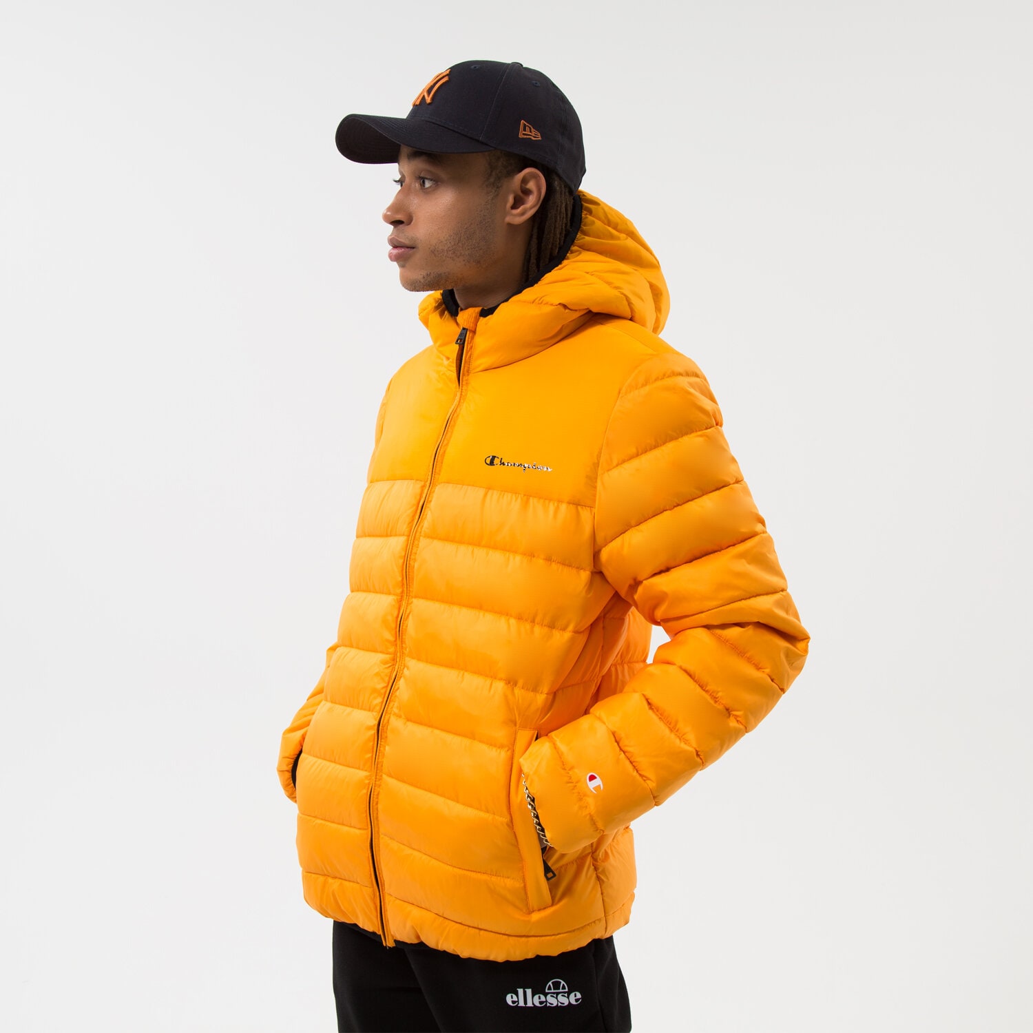 Bărbați eacă de iarnă CHAMPION JACHETĂ DE IARNĂ HOODED JACKET 218073YS113 Galben Muștar