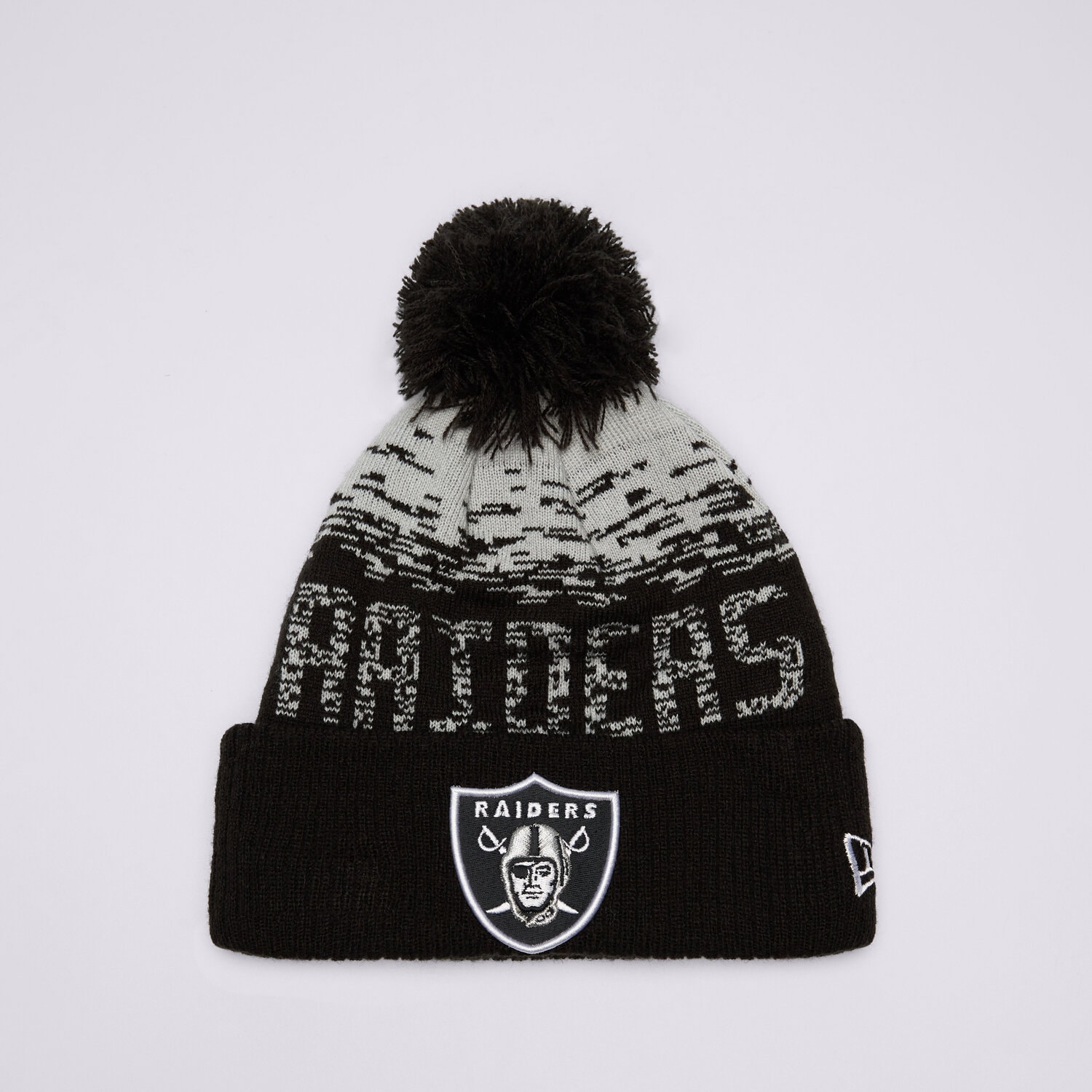 Bărbați căciulă NEW ERA NFL LAS VEGAS RAIDERS POM BEANIE HAT OAKLAND RAIDERS 12122720 Negru