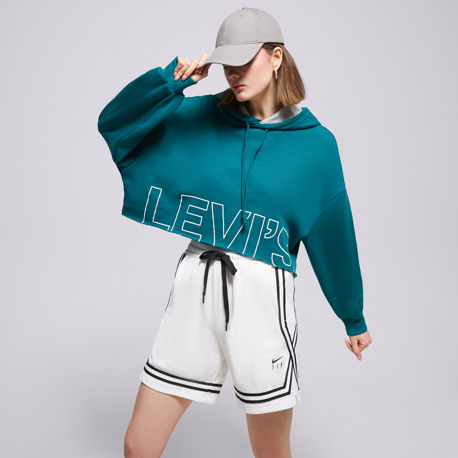 Femei bluză LEVI'S BLUZĂ CU GLUGĂ GRAPHIC CROP PRISM T3 A08890031 Albastru