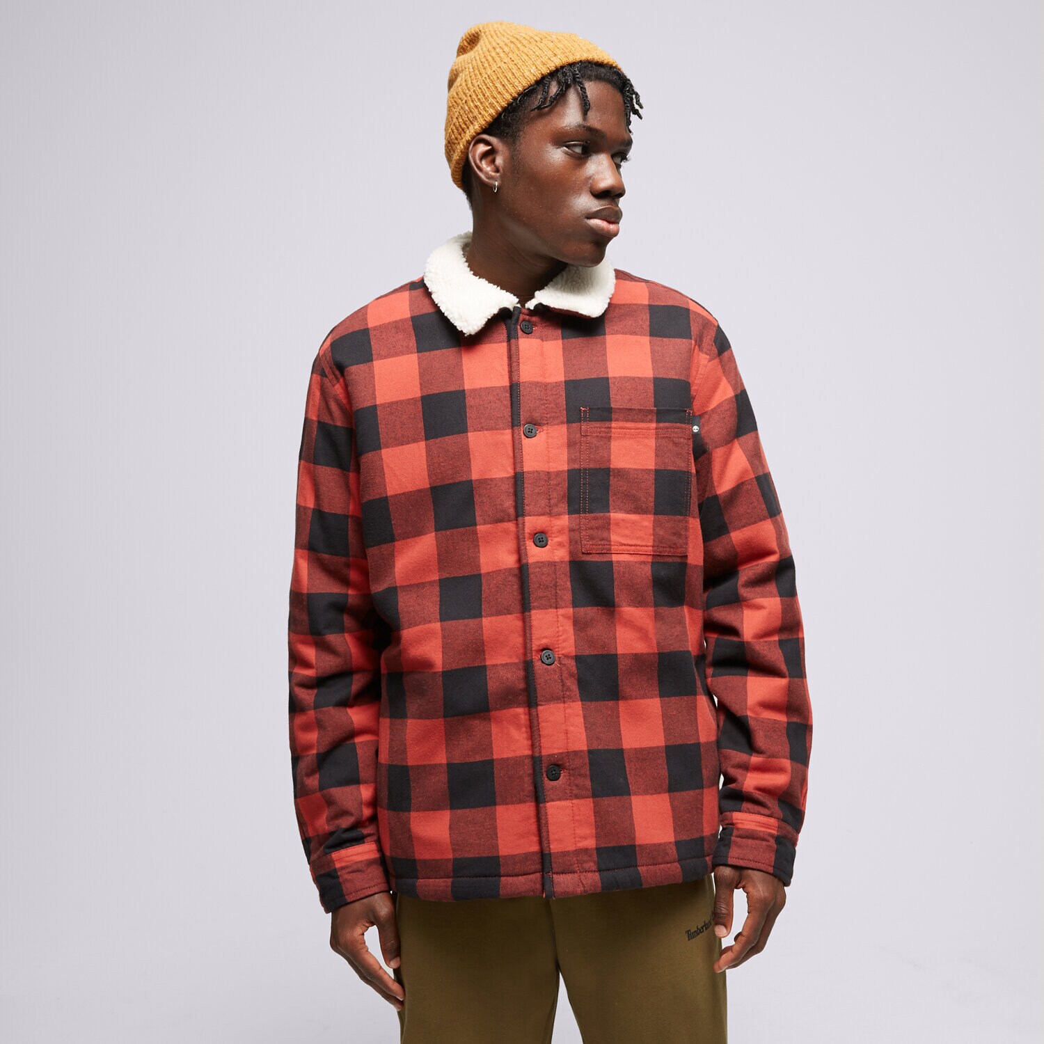 Bărbați eacă de iarnă TIMBERLAND JACHETĂ BUFFALO PLAID SHERPA LINED TB0A6FWNDW81 Roșu