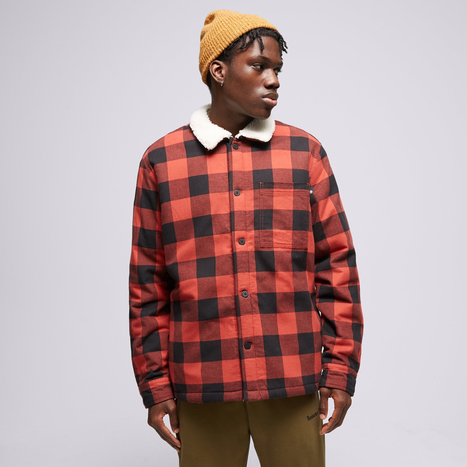 Bărbați eacă de iarnă TIMBERLAND JACHETĂ BUFFALO PLAID SHERPA LINED TB0A6FWNDW81 Roșu
