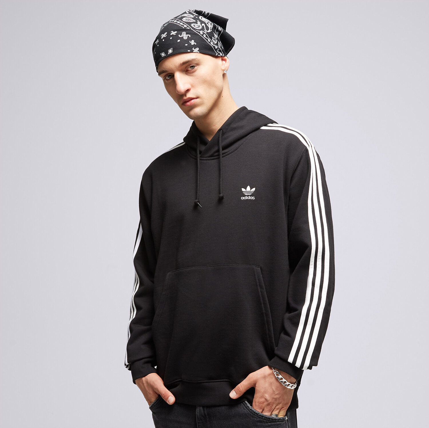 Bărbați bluză ADIDAS BLUZĂ CU GLUGĂ 3-STRIPES HOODY IM2088 Negru