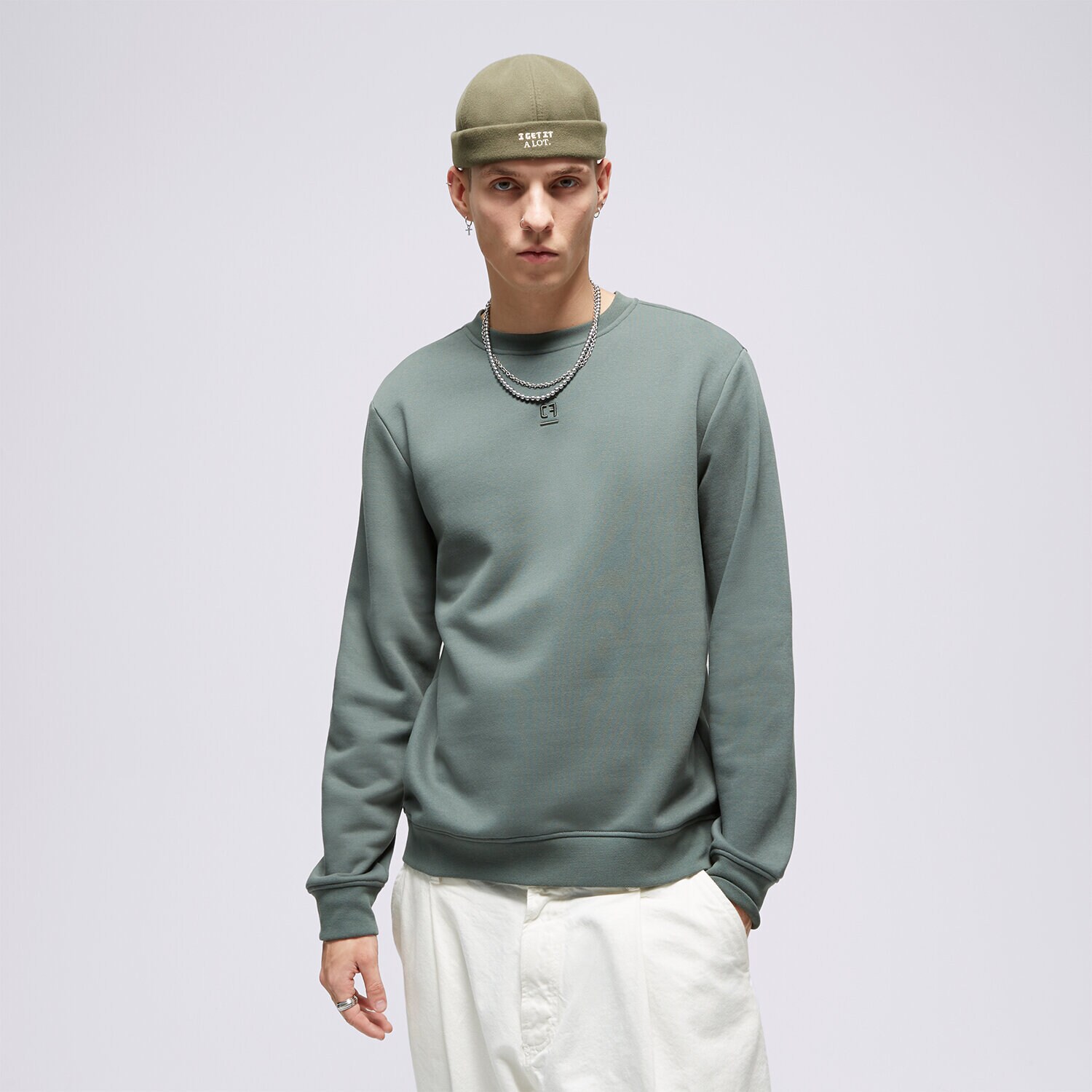 Bărbați bluză CONFRONT BLUZĂ ESSENTIAL CREW GREEN CF323BLM11001 Verde