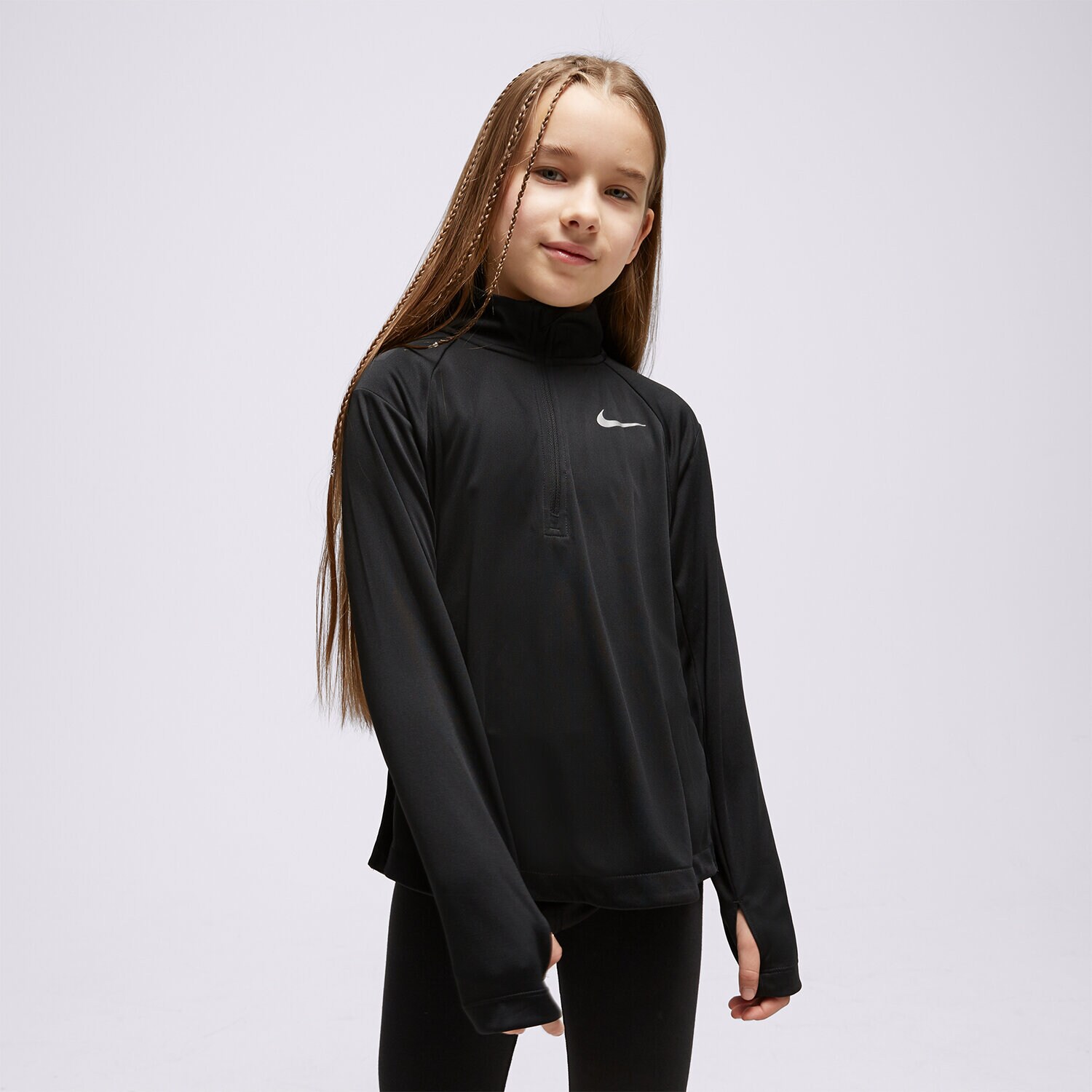 Copii bluză NIKE BLUZĂ (G)(F)LS HZ RUN TOP BLK SWEATSHIRT DM8450-010 Negru