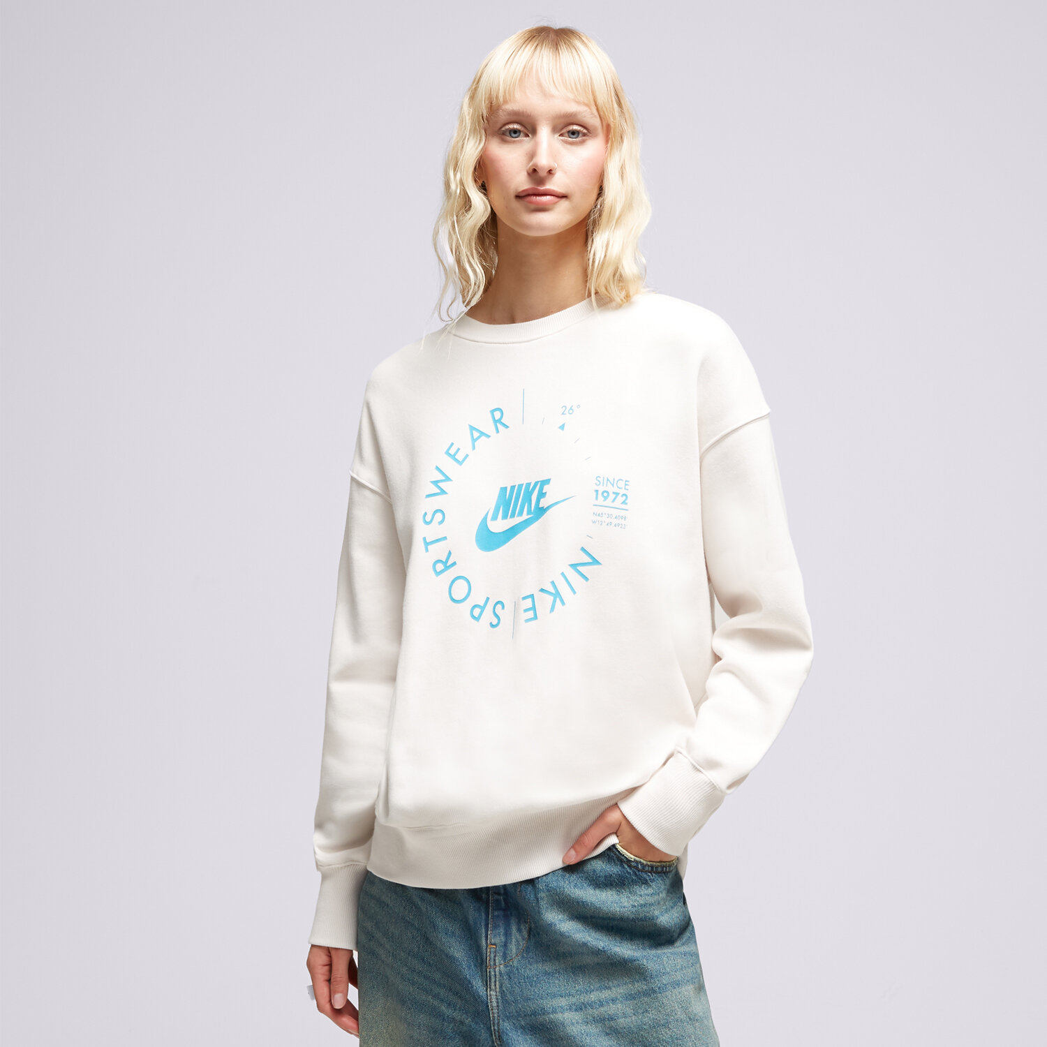 Femei bluză NIKE BLUZĂ W NSW FLC OS CREW PRNT SU SWEATSHIRT FD4234-030 Bej