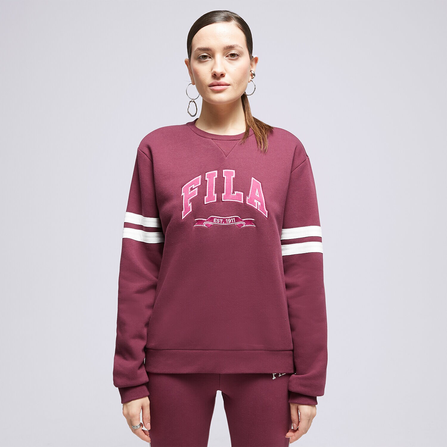 Femei bluză FILA BLUZĂ VARSITY CREW BURG/PK CIELGRAPE Bordo