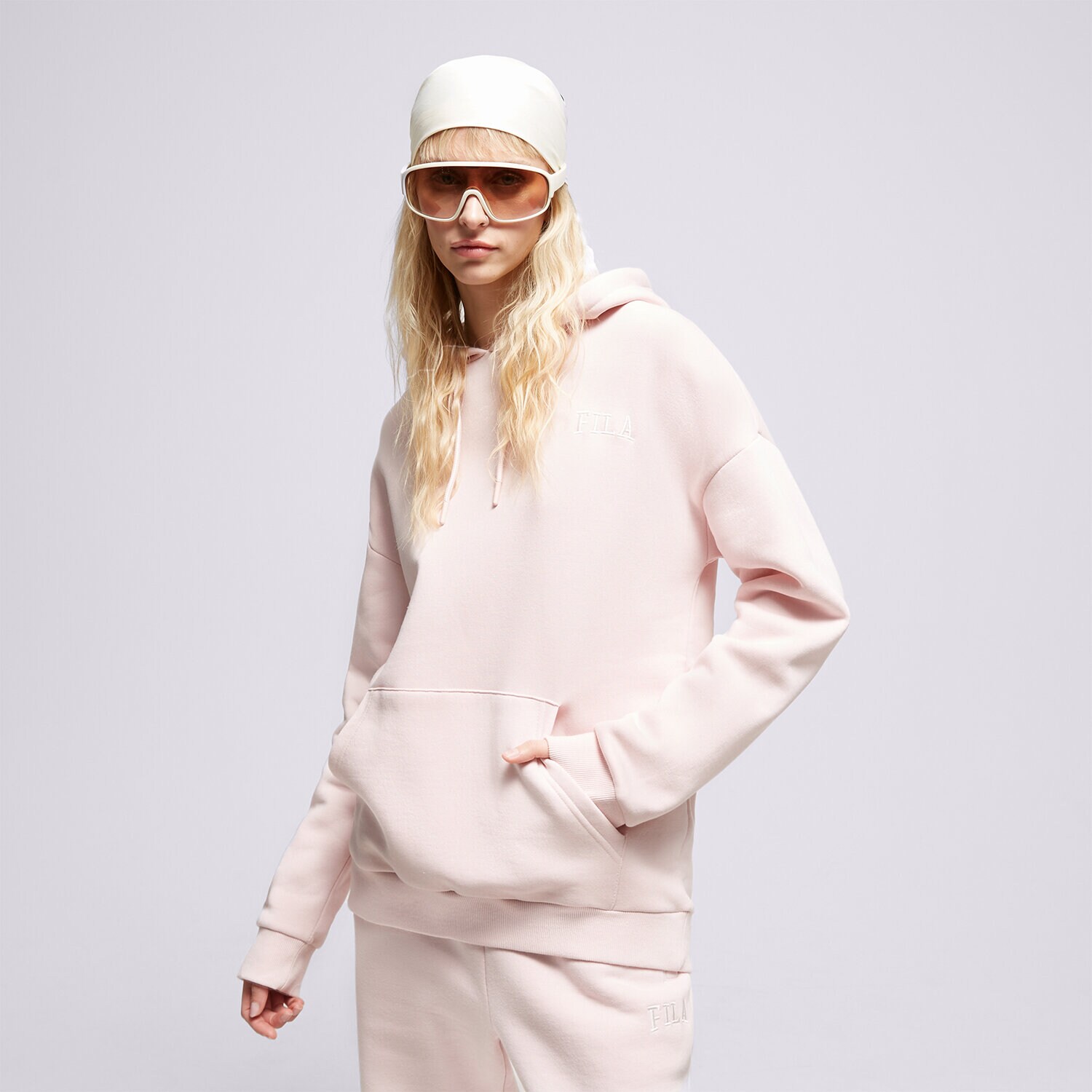 Femei bluză FILA BLUZĂ CU GLUGĂ EMB OH HD PNK/WHT OCEANAPINK Alb