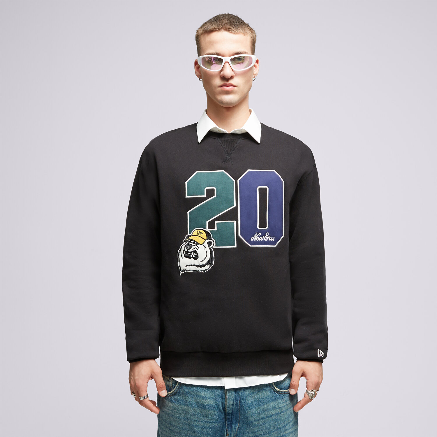 Bărbați bluză NEW ERA BLUZĂ NE CREW NECK NONE 60416402 Negru