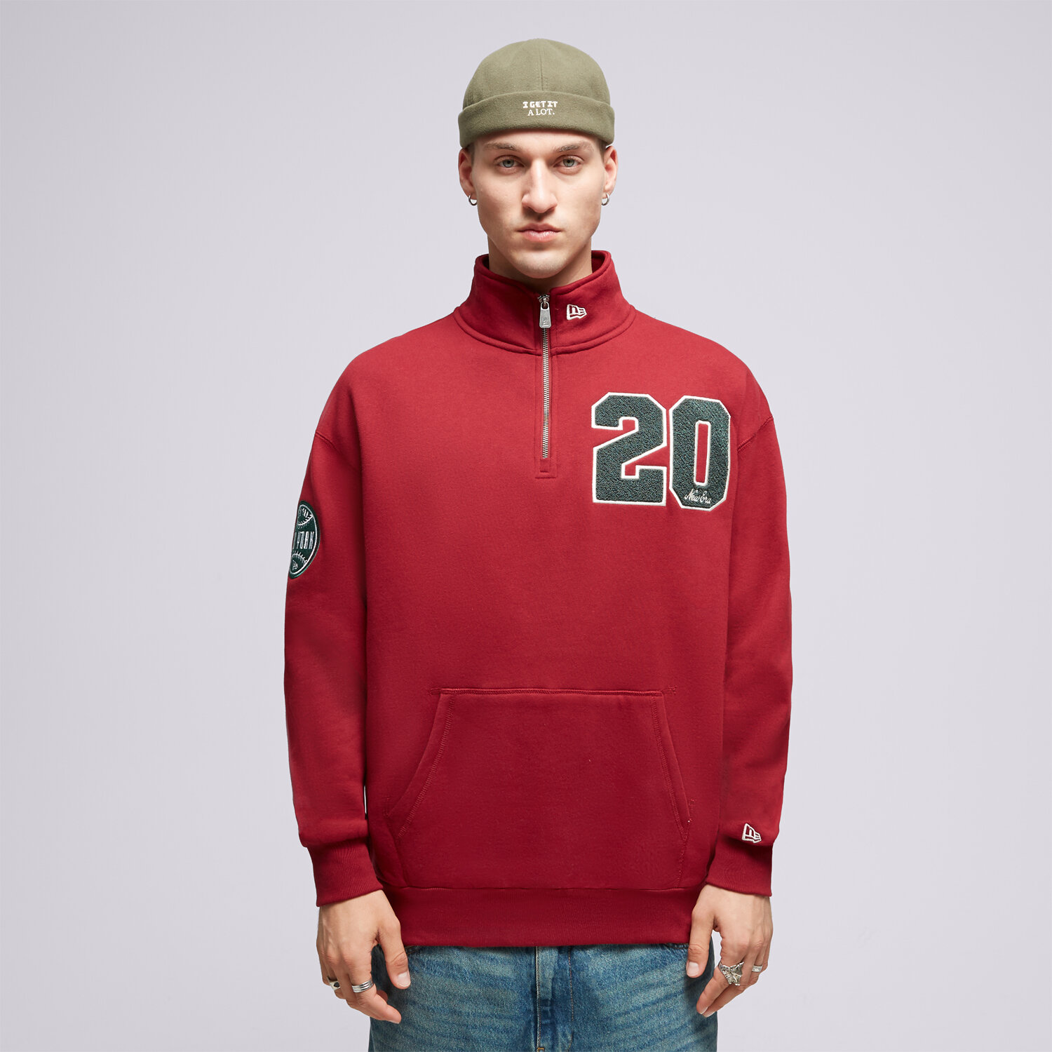 Bărbați bluză NEW ERA BLUZĂ NE QUARTER ZIP NONE 60416404 Bordo