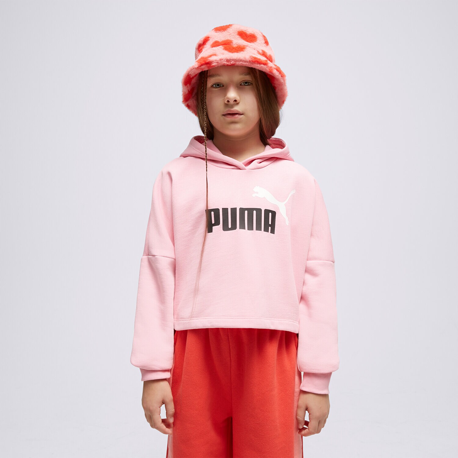 Copii bluză PUMA BLUZĂ CU GLUGĂ (G)CRP HD 67113466 Roz