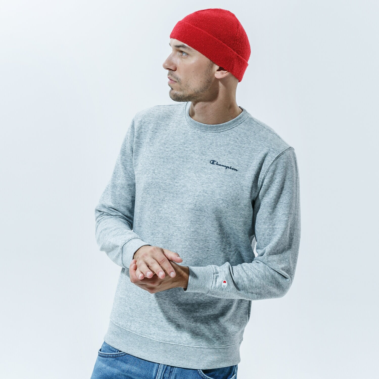 Bărbați bluză CHAMPION BLUZĂ CREWNECK SWEATSHIRT 214750EM021 Gri