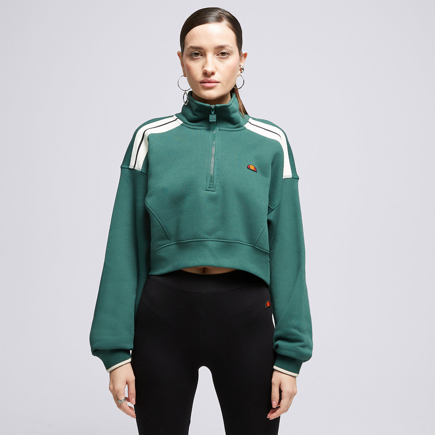 Femei bluză ELLESSE BLUZĂ INNOCENZO DGREEN CROP SWEATSHIRT SGT19154502 Verde