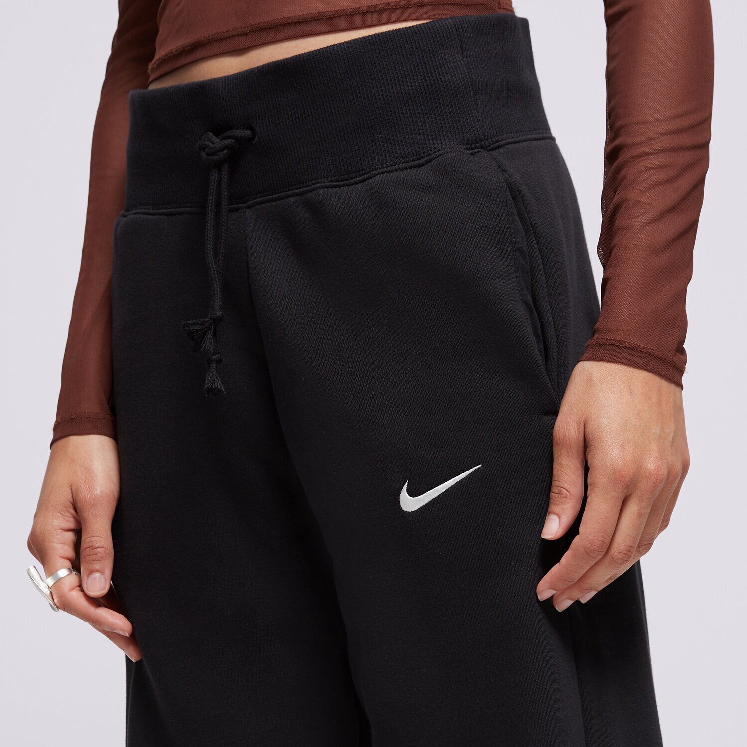 NIKE PANTALONI W NSW PHNX FLC HR CROP SWTP FB8313-010 ✓ Negru