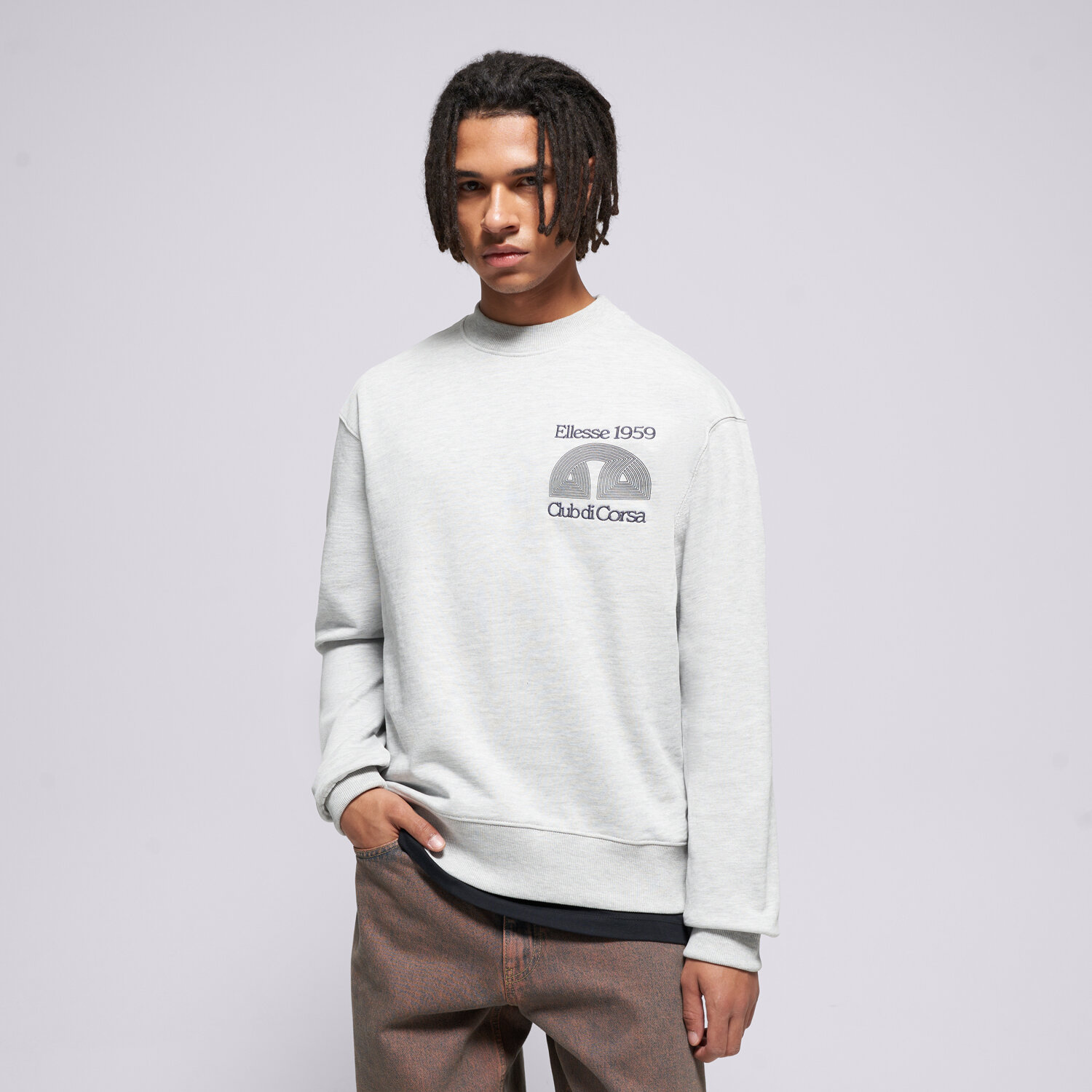 Ellesse Bluză Club Di Corsa Sweatshirt Lgrey Mrl
