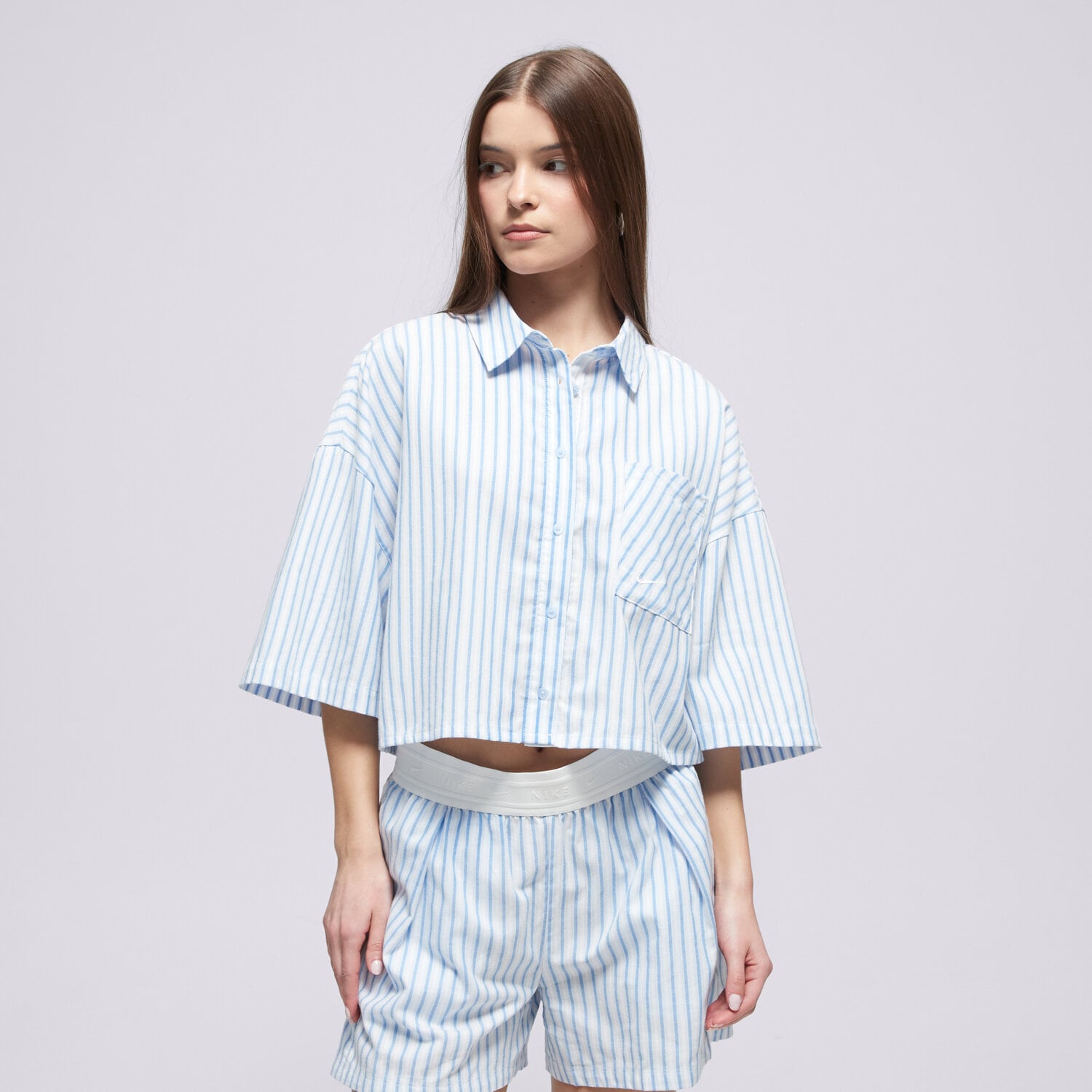 Nike Cămașă W Nsw Offln Wvn Ppln Strp Ss